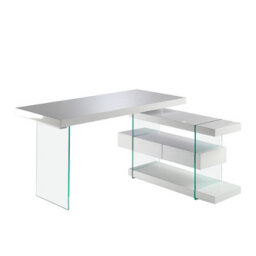 Angel Cerda Stylish White Wood And Glass Desk For Modern Offices