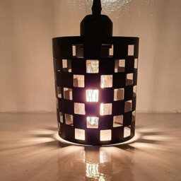 Rustic Red Metal Easy Fit Drum Cage Ceiling Light Shade Hollow Out Lamp Shade For Ceiling Pendant Light
