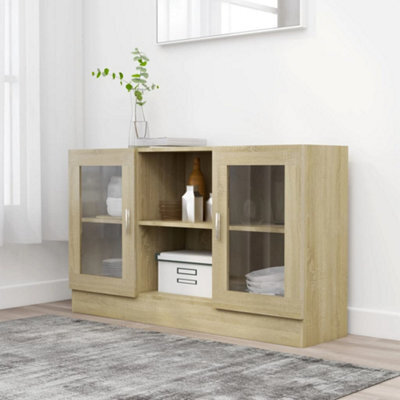 Berkfield Vitrine Cabinet Sonoma Oak 120X30.5X70 Cm Engineered Wood - image 1