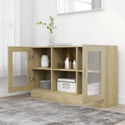Berkfield Vitrine Cabinet Sonoma Oak 120X30.5X70 Cm Engineered Wood - thumbnail 3