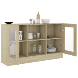 Berkfield Vitrine Cabinet Sonoma Oak 120X30.5X70 Cm Engineered Wood - thumbnail 4