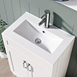 Belofay 500mm Bathroom Vanity Units With Basin With White Ceramic Bathroom Sink Soft Close Hinges & 1 Tap Hole (Crawley White) - thumbnail 5