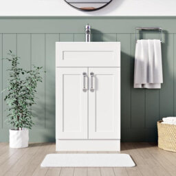 Belofay 500mm Bathroom Vanity Units With Basin With White Ceramic Bathroom Sink Soft Close Hinges & 1 Tap Hole (Crawley White) - thumbnail 2