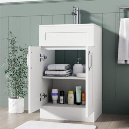 Belofay 500mm Bathroom Vanity Units With Basin With White Ceramic Bathroom Sink Soft Close Hinges & 1 Tap Hole (Crawley White) - thumbnail 3