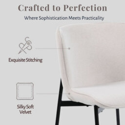 Evre Ivory Linen Dining Chairs Set Of 2 With Metal Frame For Living Room Bedroom, Cafe & Restaurant - thumbnail 4