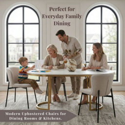 Evre Ivory Linen Dining Chairs Set Of 2 With Metal Frame For Living Room Bedroom, Cafe & Restaurant - thumbnail 6