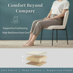 Evre Ivory Linen Dining Chairs Set Of 2 With Metal Frame For Living Room Bedroom, Cafe & Restaurant - thumbnail 5