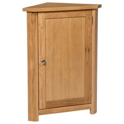 Corner Storage Cupboard, Small Oak Wooden Low Cabinet With 1 Adjustable Shelf - image 1