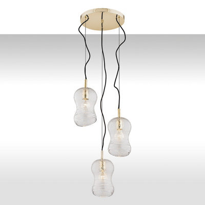 Luminosa Lighting Luminosa Cadiz Cluster Pendant Ceiling 3 Light Transparent, Brass Steel