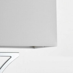 Modern Table Lamp Light Chrome Metal & White Fabric Shade Square Desk Sideboard - thumbnail 5
