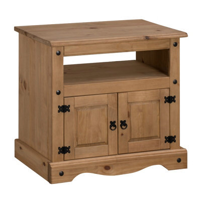 Tv Unit Straight Media Cabinet Stand Mexican Pine By - image 1