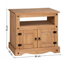 Tv Unit Straight Media Cabinet Stand Mexican Pine By - thumbnail 2