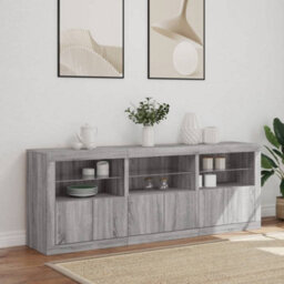 Berkfield Sideboard With Led Lights Grey Sonoma 181.5X37X67 Cm - thumbnail 4