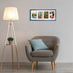 AK Frames 50X20Cm Navy Blue Sleek Multi Photo Frame With White Mount - Holds 4 Apertures (4X) 6X4 Photos - thumbnail 3