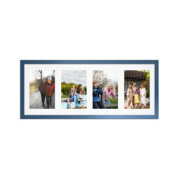 AK Frames 50X20Cm Navy Blue Sleek Multi Photo Frame With White Mount - Holds 4 Apertures (4X) 6X4 Photos - thumbnail 1