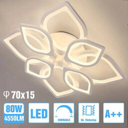 72Cm 80W Dimmable Led Floral Ceiling Light With Remote Control White - thumbnail 4