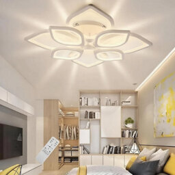 72Cm 80W Dimmable Led Floral Ceiling Light With Remote Control White - thumbnail 1