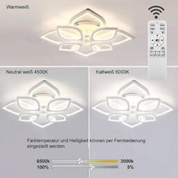 72Cm 80W Dimmable Led Floral Ceiling Light With Remote Control White - thumbnail 5