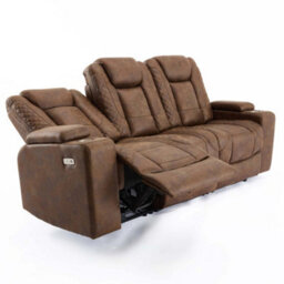 More4Homes Ashton 1+3 Seater Fabric Auto Recliner Sofa Set Brown - thumbnail 5