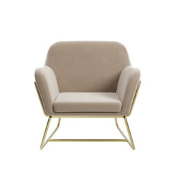LPD Charles Velvet Beige Armchair Comfortable&relaxed Seating With Brushed Gold Legs