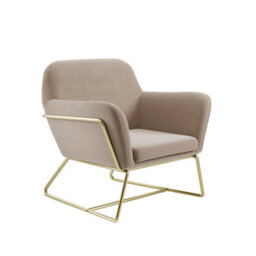 LPD Charles Velvet Beige Armchair Comfortable&relaxed Seating With Brushed Gold Legs - thumbnail 2