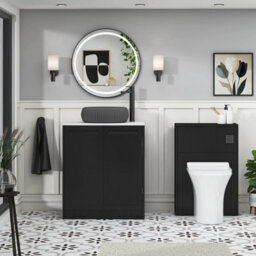 Royal Bathrooms Royal Bathroom Elmore 700mm Matt Nocturne Black Freestanding Countertop Bathroom Vanity Unit 2 Door With Milan Black Basin - thumbnail 5
