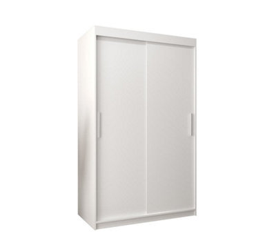 Arte Tokyo Contemporary 2 Sliding Door Wardrobe 5 Shelves 2 Rails White Matt (H)2000mm (W)1200mm (D)620mm - image 1