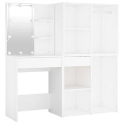 Walplus Led Dressing Table With 2 Cabinets White Engineered Wood - thumbnail 7