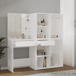 Walplus Led Dressing Table With 2 Cabinets White Engineered Wood - thumbnail 5