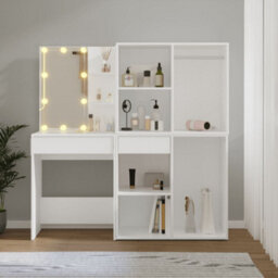 Walplus Led Dressing Table With 2 Cabinets White Engineered Wood - thumbnail 4