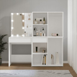 Walplus Led Dressing Table With 2 Cabinets White Engineered Wood - thumbnail 1