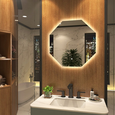 Royal Bathrooms Nova 600 X 600mm Octagon Led Illuminated Mirror With Touch Sensor Anti-Fog - image 1