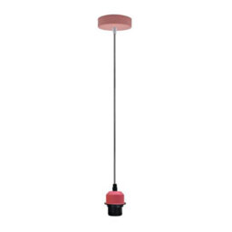 Pink Metal Pendant Ceiling Light With E27 Socket And Pre Wired Cord Grip For Bedroom Kitchen Hallway