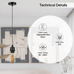 Ledsone Pink Metal Pendant Ceiling Light With E27 Socket And Pre Wired Cord Grip For Bedroom Kitchen Hallway - thumbnail 3