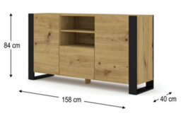 Arte Mondi Sideboard Cabinet In Oak Artisan W1580mm X H840mm X D400mm - thumbnail 3