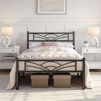 Yaheetech Black 3Ft Single Metal Bed Frame With Cloud-Inspired Design Headboard - image 1