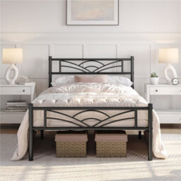 Yaheetech Black 3Ft Single Metal Bed Frame With Cloud-Inspired Design Headboard - thumbnail 1