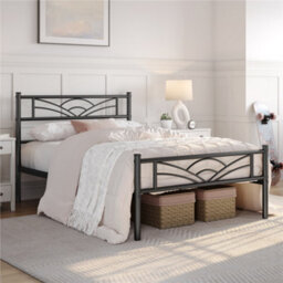 Yaheetech Black 3Ft Single Metal Bed Frame With Cloud-Inspired Design Headboard - thumbnail 2