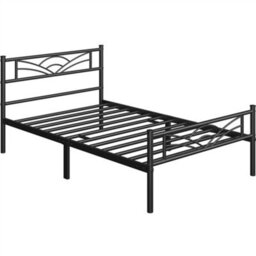 Yaheetech Black 3Ft Single Metal Bed Frame With Cloud-Inspired Design Headboard - thumbnail 3