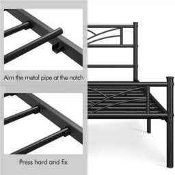 Yaheetech Black 3Ft Single Metal Bed Frame With Cloud-Inspired Design Headboard - thumbnail 8