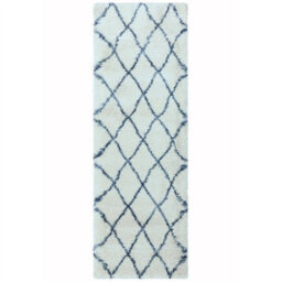 Cream Grey Geometric Luxurious Modern Shaggy Easy To Clean Rug Dining Room-80 X 240Cm (Runner) - thumbnail 5