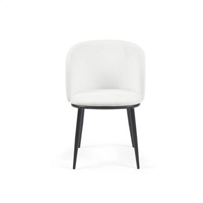 Frida Set Of 2 White Velvet Dining Chairs With Black Metal Frame - image 1