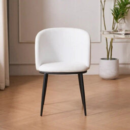 Frida Set Of 2 White Velvet Dining Chairs With Black Metal Frame - thumbnail 8