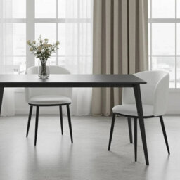 Frida Set Of 2 White Velvet Dining Chairs With Black Metal Frame - thumbnail 9