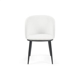 Frida Set Of 2 White Velvet Dining Chairs With Black Metal Frame - thumbnail 1