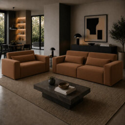 Luxury Sloane Velvet Sofa - Brown 3 Plus 2 Set