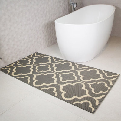 Loomed Grey Trellis Flatweave Indoor Outdoor Rug 80X150Cm - image 1