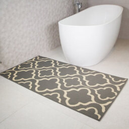 Loomed Grey Trellis Flatweave Indoor Outdoor Rug 80X150Cm - thumbnail 1