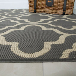 Loomed Grey Trellis Flatweave Indoor Outdoor Rug 80X150Cm - thumbnail 2