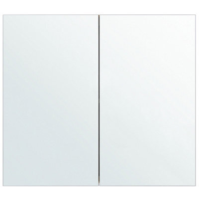 Wyld And Coco Brightnest White Plywood Mirror Cabinet 80 X 70 Cm - Wall-Mounted Two-Door With Shelves - image 1